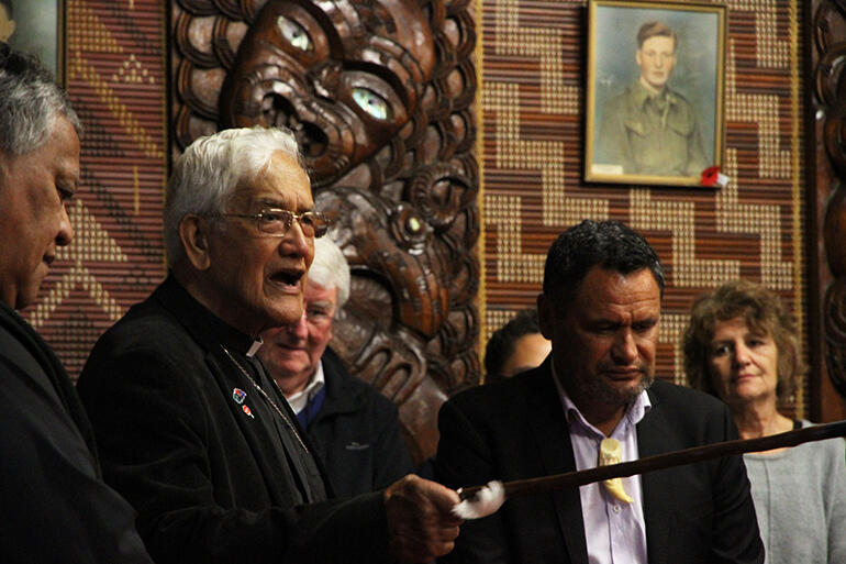 Archdeacon Tiki concludes his whaikorero at the May 2018 General Synod at Owae Marae, in Waitara.