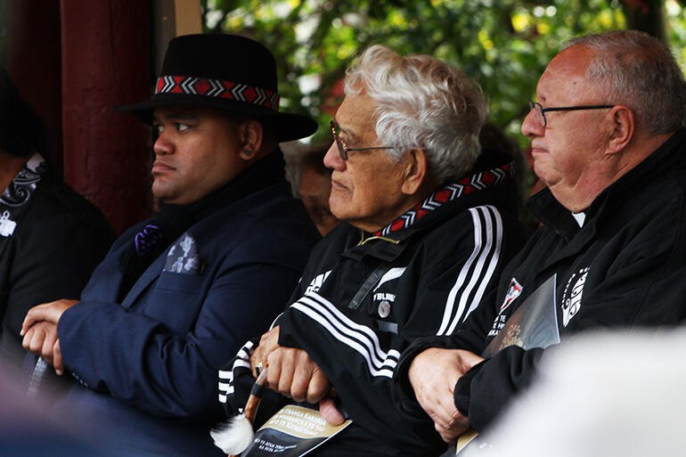 Archdeacon Tiki listens to the whaikorero that followed the service to mark the 160th anniversary of the Kingitanga.