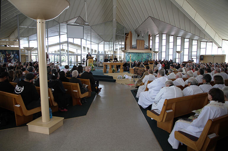 The scene inside St Joseph's during Archdeacon Tiki's funeral.