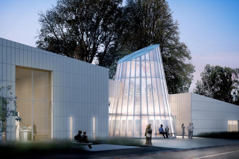 Architect's impression shows how All Souls' tower chapel glows as dusk approaches.