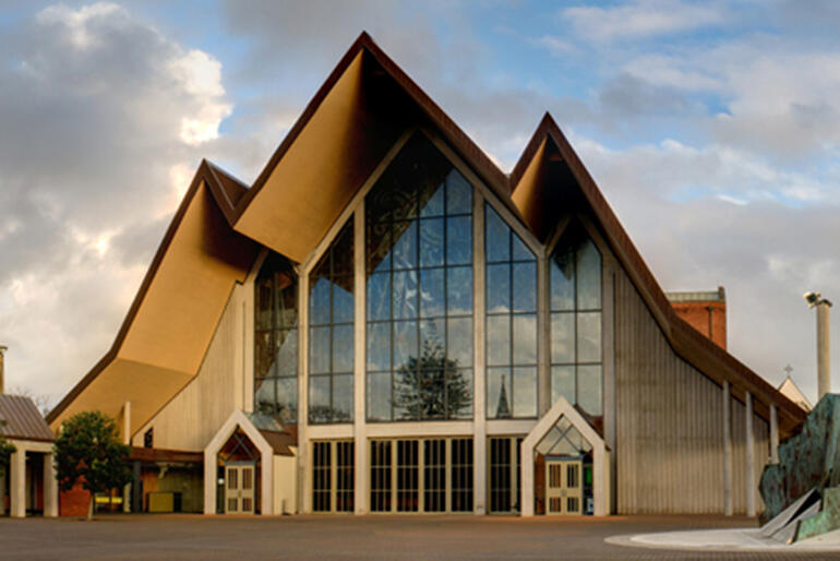 Holy Trinity Cathedral, as seen from the western end - showing the Professor Richard Toy-designed nave. Holy Trinity Cathedral, as seen from the western end - showing the Professor Richard Toy-designed nave.
