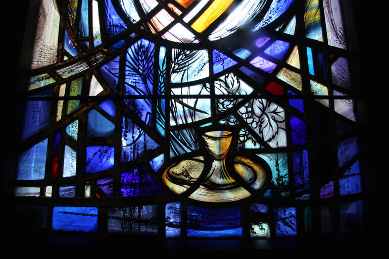 An upcoming Symposium will consider the role of spirituality in mental health. Photo: Beverley Shore Bennett window detail, Wellington Cathedral.