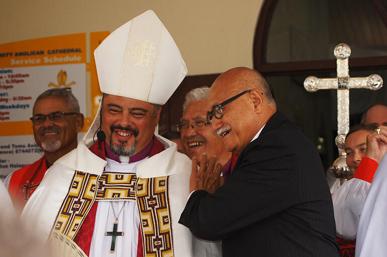 Archbishop Don and the President of Fiji share a light-hearted moment.