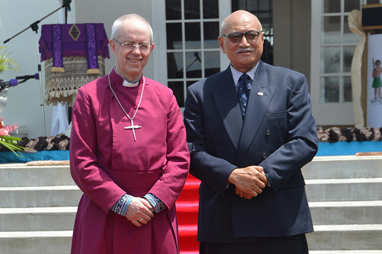 The Archbishop of Canterbury with the President of Fiji, His Excellency Major-General (Ret) Jioji Konrote.