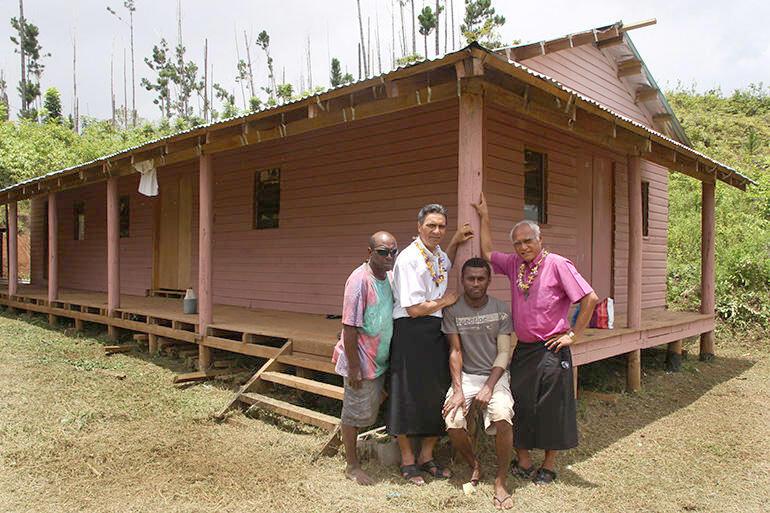 At the new school dormitory.