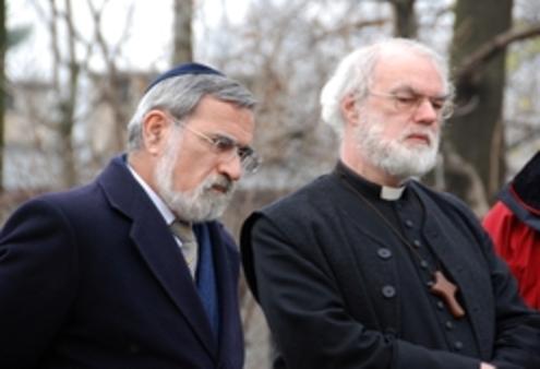 The Chief Rabbi of Britain and the Archbishop of Canterbury at Auschwitz. Picture, London Times.