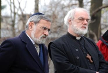 The Chief Rabbi of Britain and the Archbishop of Canterbury at Auschwitz. Picture, London Times.