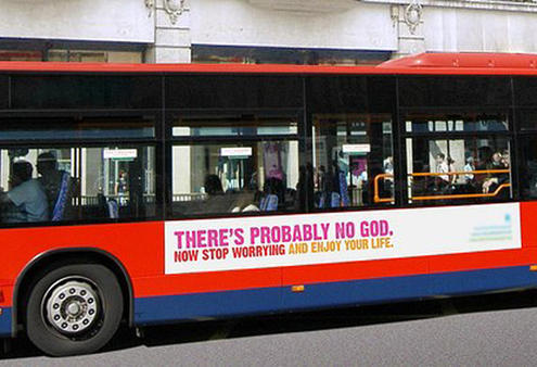 Buses in the UK have been pressed into service by non-believers.