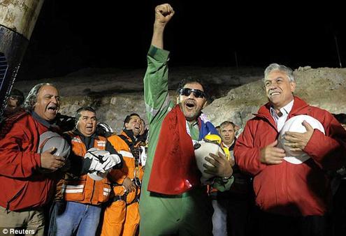 Foreman Luis Urzua, credited with rationing food and helping the miners to stay positive, was the final miner to emerge. Reuter photo.  