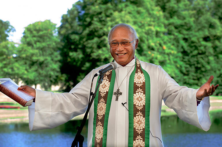 The waves of God's embrace - Archbishop Winston preaching at Greenbelt 2017, which was held in the English Midlands. The waves of God's embrace - Archbishop Winston preaching at Greenbelt 2017, which was held in the English Midlands.