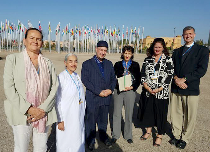 Representatives of global faith groups get ready to present the Cop22 Interfaith Climate Statement at the UN Climate talks in Marrakech today. Representatives of global faith groups get ready to present the Cop22 Interfaith Climate Statement at the UN Climate talks in Marrakech today.