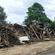 A pile of flood debris on the roadside at Grantham.