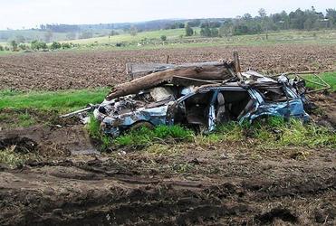 When nature slips the chain: among the debris-strewn paddocks in the Lockyer Valley.