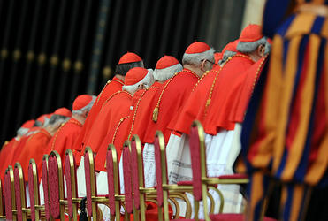 Cardinals attending the canonisation of Mary MacKillop in Rome. 