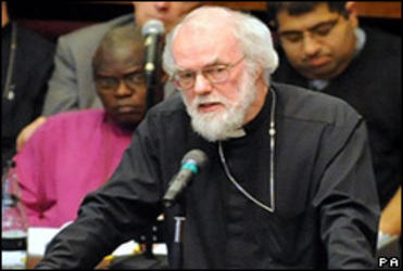 Rowan Williams taking part in the Church of England debate on women bishops.