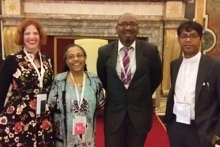 L-R: Julanne Clarke-Morris (ANZP), Rev Dr Evie Vernon (UK, USPG), Richard Reddie (UK,Christian Aid), Rev Dr Peniel Rajkumar (CSI, WCC). L-R: Julanne Clarke-Morris (ANZP), Rev Dr Evie Vernon (UK, USPG), Richard Reddie (UK,Christian Aid), Rev Dr Peniel Rajkumar (CSI, WCC).