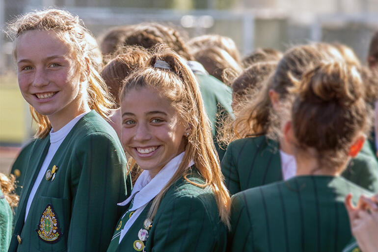 Anne van Gend has challenged Anglican school students, like these at St Margaret's Collegiate, to expect and foreshadow a better, fairer world.