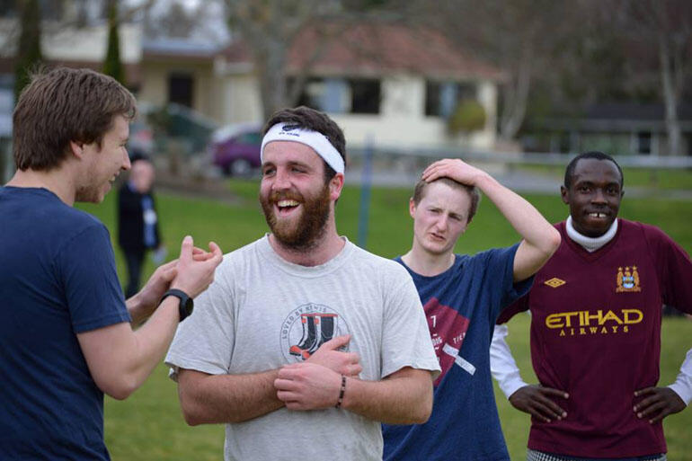 Team spirit: Jayden Smith (Avonhead), Lyndon Rogers (Bryndwr), Rev Josh Taylor (Avonhead) and Mato Kariuki (youth minister at St. Aug's, Cashmere).