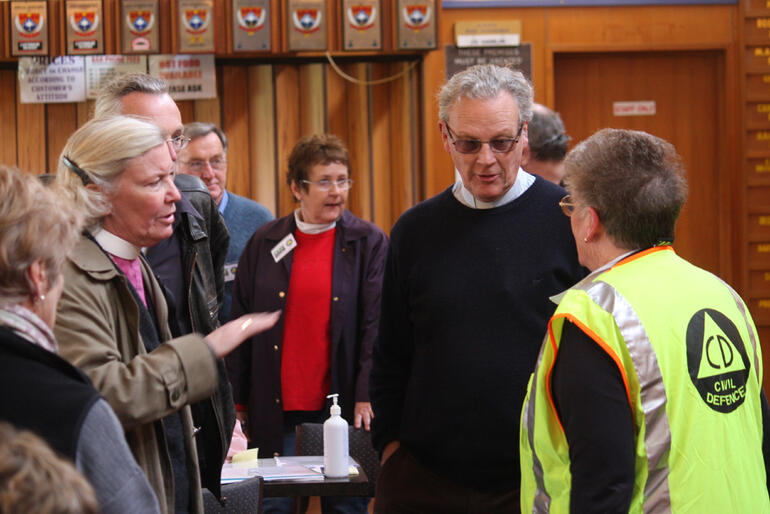 The Rev Dr Geoff Howarth, second from right, was installed as Vicar of St Bartholomew's five days before the quake ravaged Kaiapoi.