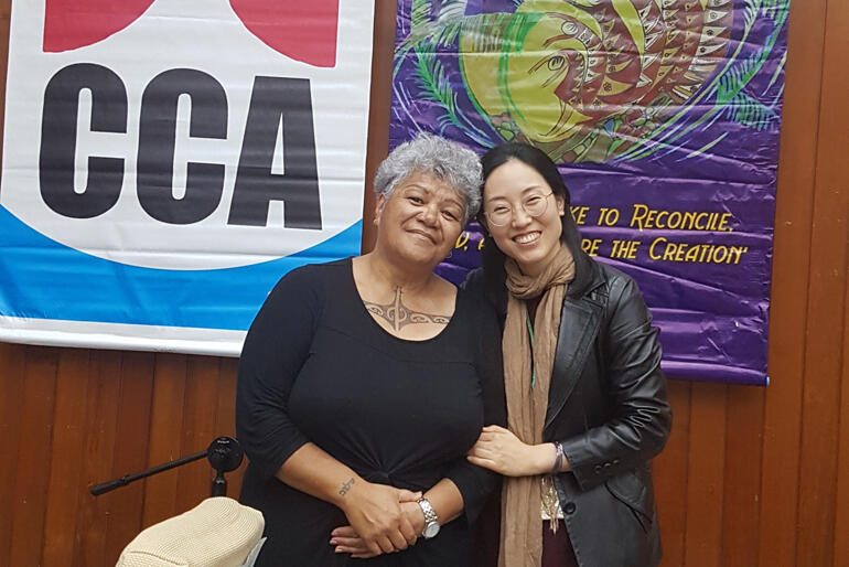 Rev Jacynthia Murphy with her Taiwanese workshop facilitator. Rev Jacynthia Murphy with her Taiwanese workshop facilitator.