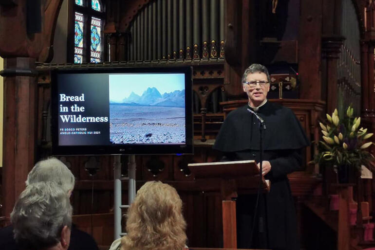 Rev Bosco Peters presents his workshop 'Bread in the Wilderness' which encouraged Christians to turn to the desert for spiritual sustenance.