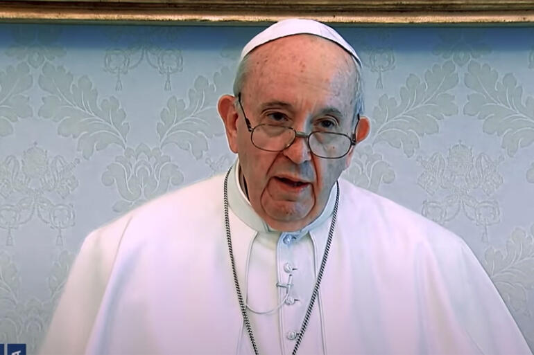 Pope Francis shares a special message for Pentecost  in the Church of England's online service on 31 May 2020.
