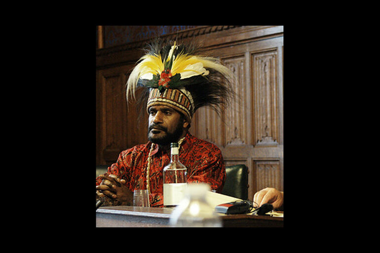 West Papuan independence leader Benny Wenda speaks to the UK parliament in 2008.