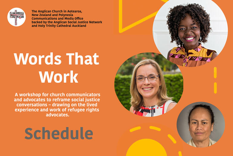 Words That Work Schedule for 4 March 2020 workshop at Holy Trinity Cathedral Auckland.