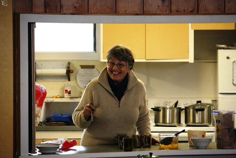 Jan Barleyman at the E-Town servery. Jan Barleyman at the E-Town servery.
