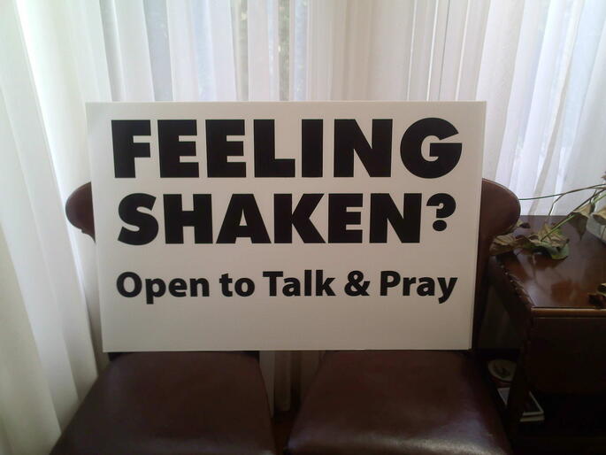 These signs are sprouting outside Anglican churches throughout Christchurch.