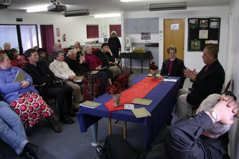 Some of the folk who turned up for "A conversation with Bishop Katherine" at the Bishop's Centre, Te Hepara Pai, Christchurch. Some of the folk who turned up for "A conversation with Bishop Katherine" at the Bishop's Centre, Te Hepara Pai, Christchurch.