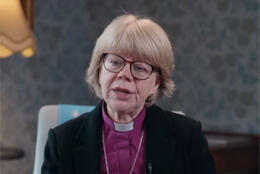 +Sarah Mullally speaks from a room at Lambeth