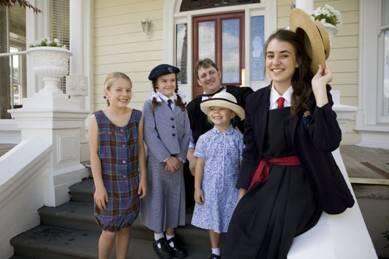 Dio students (from left) Hannah Bell, Natasha Levene, Sydney Bell and Emily Showell model uniforms being archived by Evan Lewis. Dio students (from left) Hannah Bell, Natasha Levene, Sydney Bell and Emily Showell model uniforms being archived by Evan Lewis.
