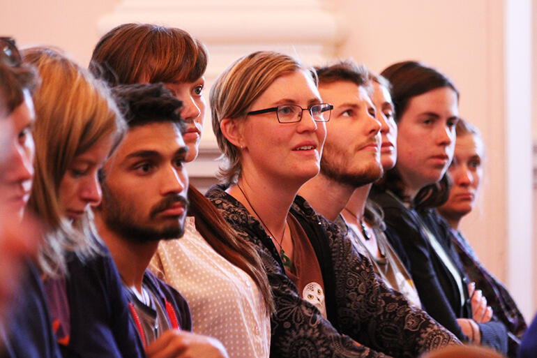 Young people at the Taize workshop at the Cathedral of the Sacred Heart.