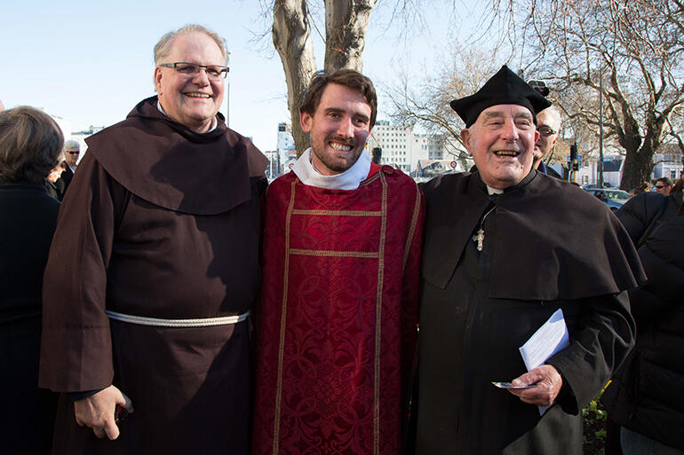 Brother Donald, SSF, from the Brisbane Friary, the Rev Ben Randall, and Fr Ron Smith, from the Diocese of Christchurch.
