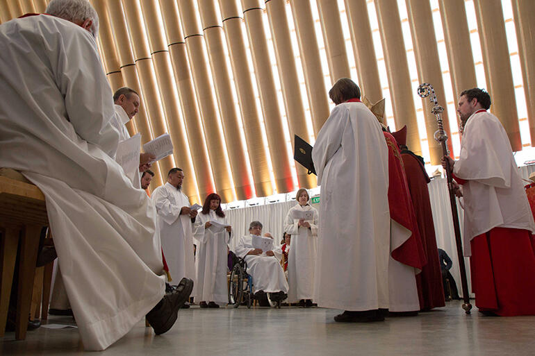 That's why some call it: The Cardboard Cathedral. That's why some call it: The Cardboard Cathedral.