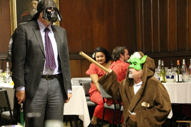 The dark side of Derek Tovey is challenged by Yoda (Glen Paddison).