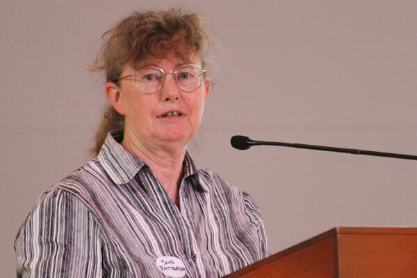 The Rev Dr Sue Patterson reflects on the creation story during her address. She's from Bishopdale College in Nelson. The Rev Dr Sue Patterson reflects on the creation story during her address. She's from Bishopdale College in Nelson.