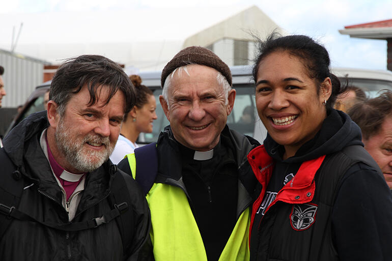 Archbishop Philip, Dean Peter Beck and Mele Prescott - who is about to graduate from St John's College.