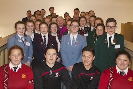 Year 12 students and bishops in the Transitional Cathedral.