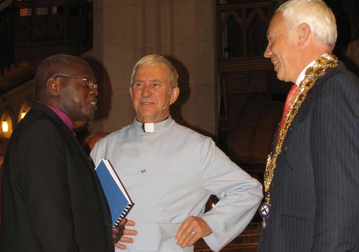 Archbishop John Sentamu, Dean Peter Beck and Christchurch Mayor Bob Parker.