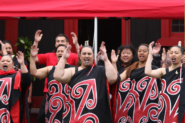 Wahine from the home side call the manuhiri on to the marae. Wahine from the home side call the manuhiri on to the marae.