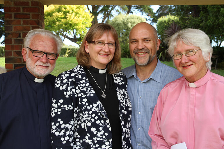 The Revs Ted and Margaret Good stand either side of their daughter and son-in-law, Karen and Hugh Kemp. 