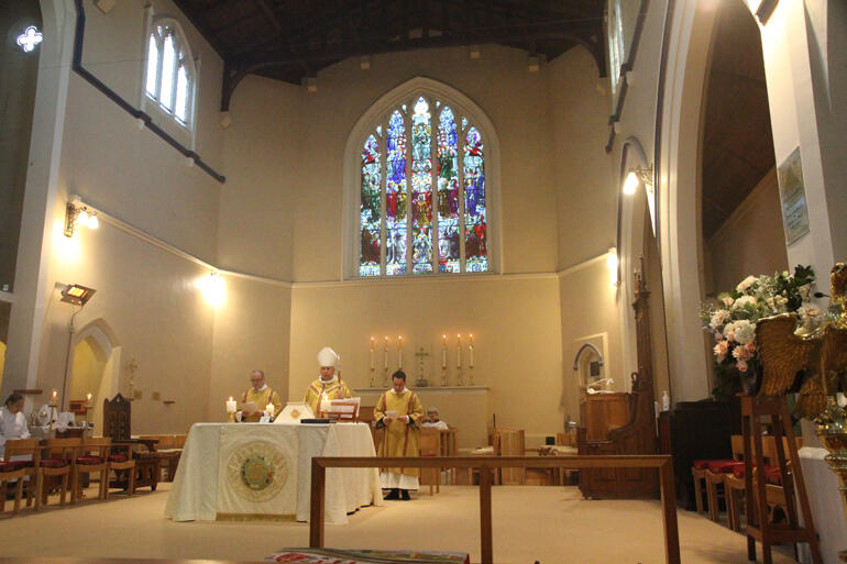 The sanctuary of Waikato Cathedral of St Peter during the Anglo-Catholic Hui Opening Eucharist. The sanctuary of Waikato Cathedral of St Peter during the Anglo-Catholic Hui Opening Eucharist.