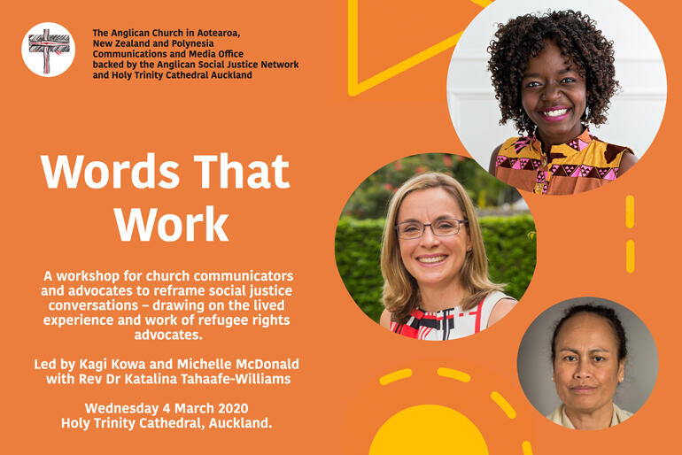 The 'Words That Work' inspired workshop will be led by (anticlockwise from top) Kagi Kowa & Michelle McDonald, with Rev Dr Katalina Tahaafe-Williams. The 'Words That Work' inspired workshop will be led by (anticlockwise from top) Kagi Kowa & Michelle McDonald, with Rev Dr Katalina Tahaafe-Williams.