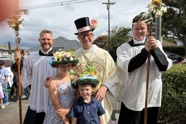 Rev Liam Phillips brings the European and North American tradition of Easter bonnets to St Andrew's Epsom in Auckland on Easter Sunday 2026.