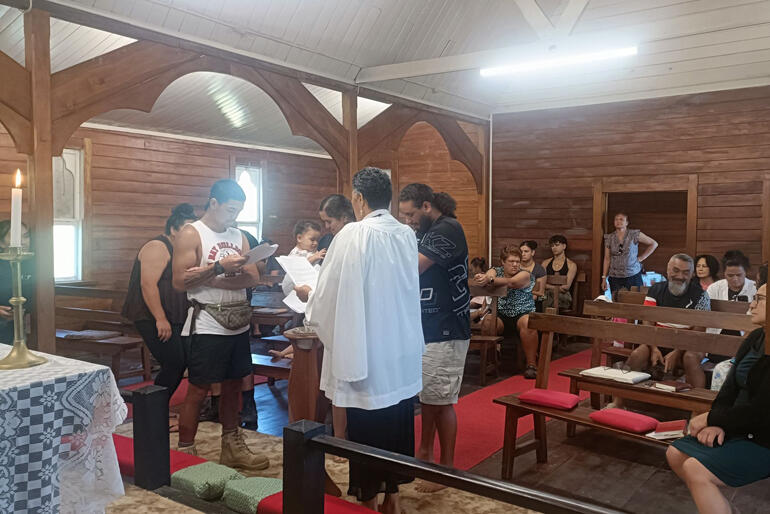 Te Aranga Church at Nuhaka celebrates a baptism on Easter Day 2026.
