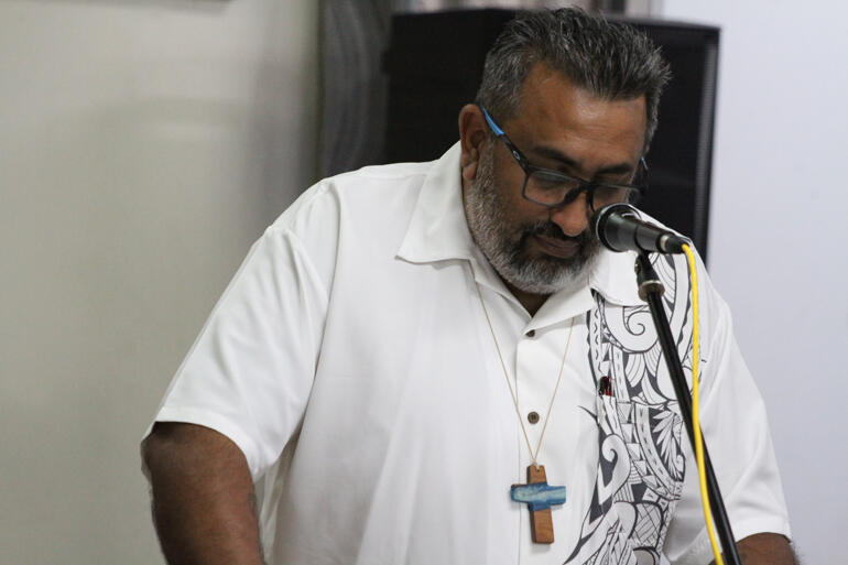PCC General Secretary Rev James Bhagwan pauses during his overview of Pacific advocacy that led to the global 1.5 degree C target.