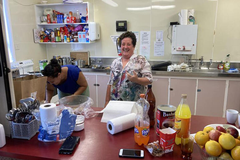 Holy Trinity Dargaville parishioner Susan cleans up the kitchen as the parish-hosted Cyclone Gabrielle Civil Defence centre closes.