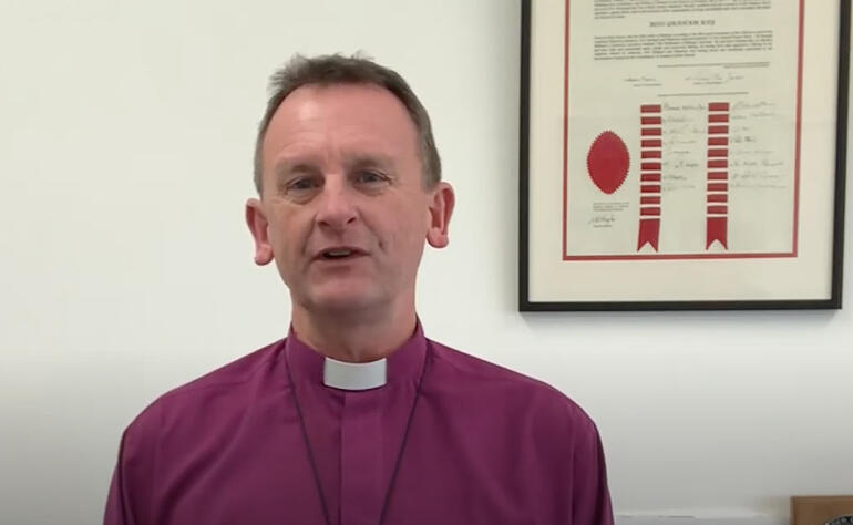 Bishop of Auckland Ross Bay helps his diocese respond to Levels 3 and 2 via a video message. Bishop of Auckland Ross Bay helps his diocese respond to Levels 3 and 2 via a video message.